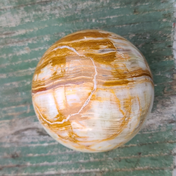 CLEARANCE LARGE 3 lbs. Banded Green Onyx Stone Mineral Crystal Sphere - Picture 5 of 8